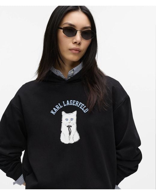 Karl Lagerfeld Black Ikon Choupette Sketch Hoodie