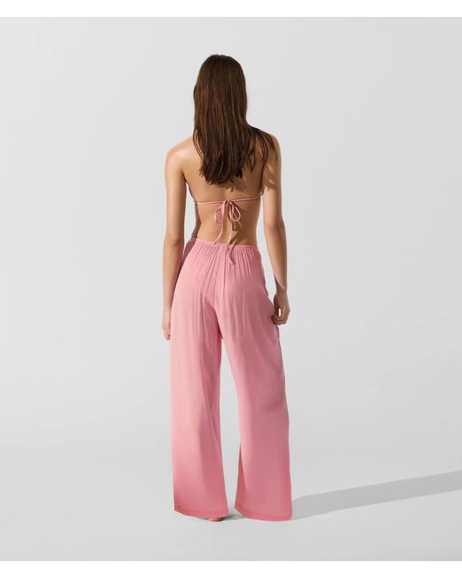 Karl Lagerfeld Pink Waist-Tie Beach Pants
