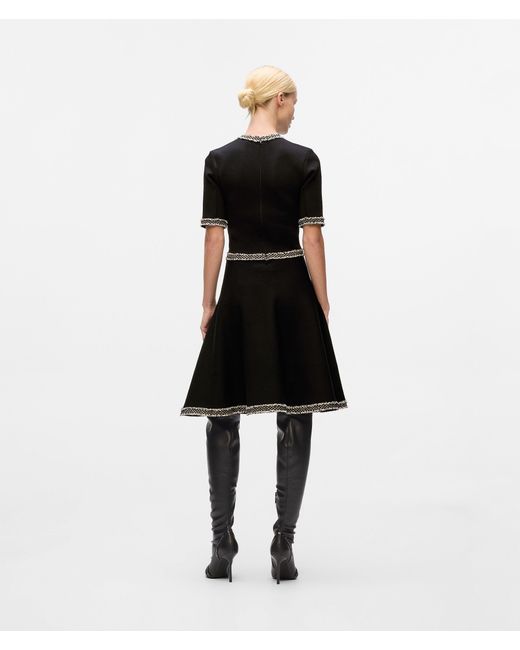 Karl Lagerfeld White Bouclé Detail Knit Dress
