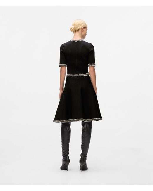 Karl Lagerfeld White Strickkleid Mit Bouclé-Details