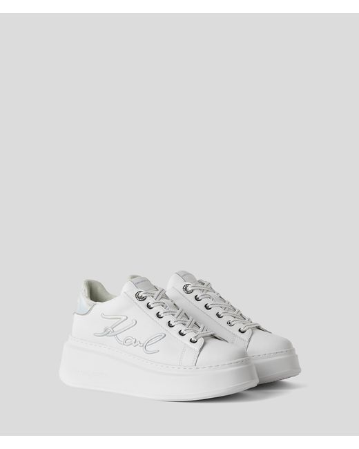 Karl Lagerfeld White Anakapri Signia Leather Sneakers