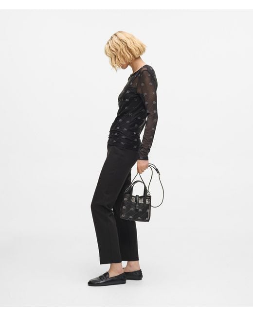 Karl Lagerfeld Black K/Autograph Padlock Rhinestone Tote Bag