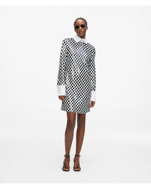 Karl Lagerfeld White Checkerboard Sequin Mini Dress