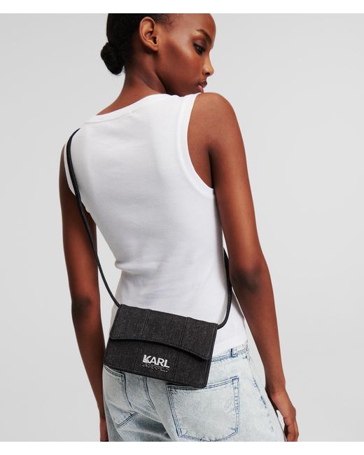 Karl Lagerfeld Black K/stone Denim Shoulder Bag