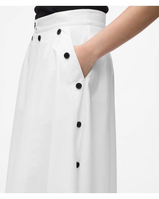 Karl Lagerfeld White Button Detail A-Line Skirt
