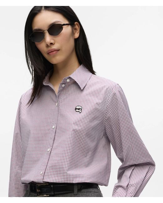 Karl Lagerfeld Purple Ikon Checked Shirt