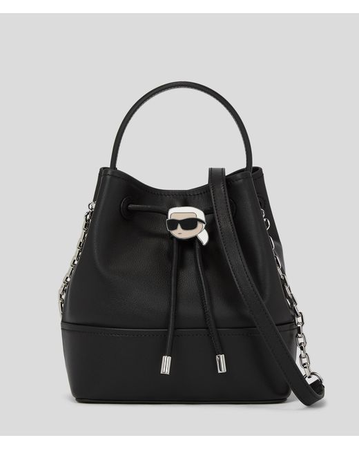 Karl Lagerfeld Black K/ikonik Leather Bucket Bag
