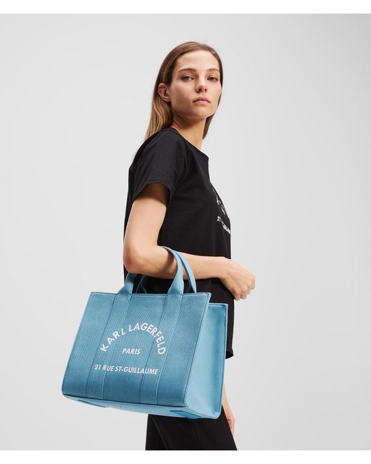 Karl Lagerfeld Blue Rue St-guillaume Medium Square Tote Bag