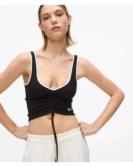KL Jeans Black V-Neck Ruched Tank Top