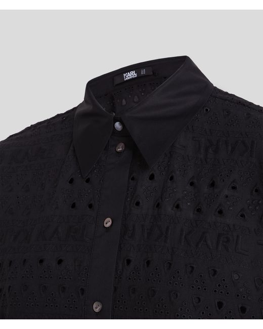 Robe-chemise Avec Broderie Anglaise Karl Lagerfeld en coloris Black
