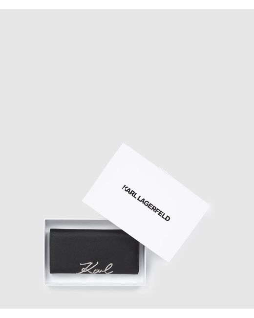Karl Lagerfeld Black K/Signature Continental Flap Wallet