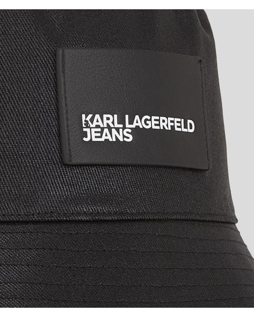 Karl Lagerfeld Black Coated Denim Bucket Hat
