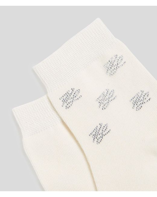 Karl Lagerfeld Black K/Autograph Rhinestone Socks – 2-Pack