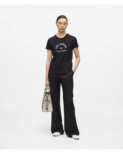 Karl Lagerfeld Black Slim-Fit Rue St-Guillaume Glitter T-Shirt