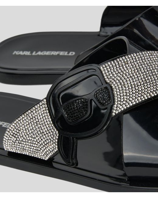 Karl Lagerfeld Black Ikon Nft Jelly Rhinestone Sandals