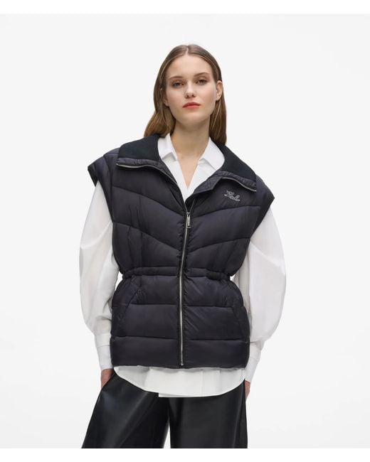 Karl Lagerfeld Black Signature Lightweight Padded Gilet