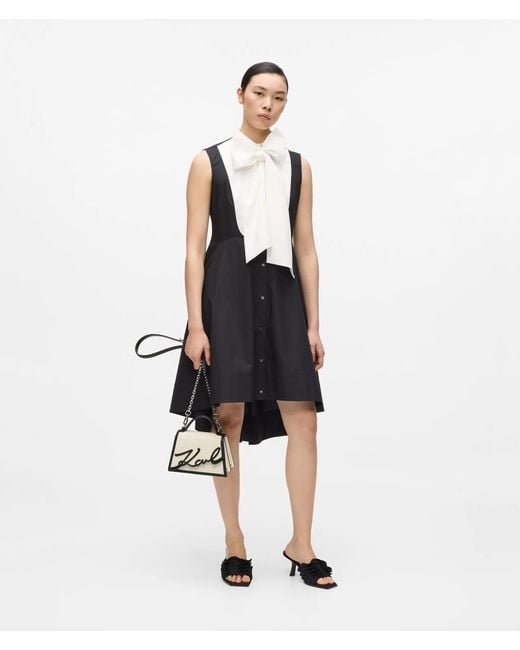 Karl Lagerfeld White Bow Detail Shirt Dress