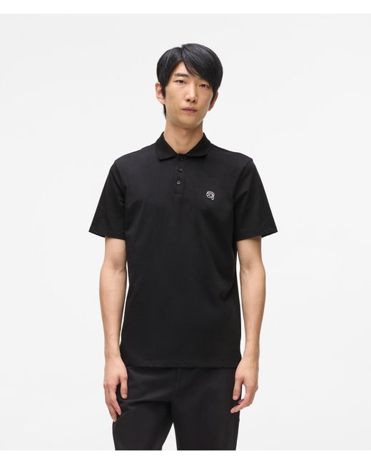 Karl Lagerfeld Black Ikon Jersey Polo Shirt for men