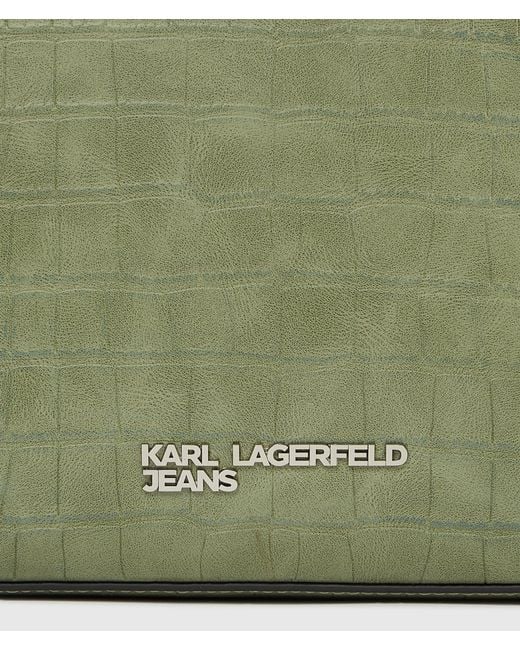 KL Jeans Green Croco Mini Tote Bag