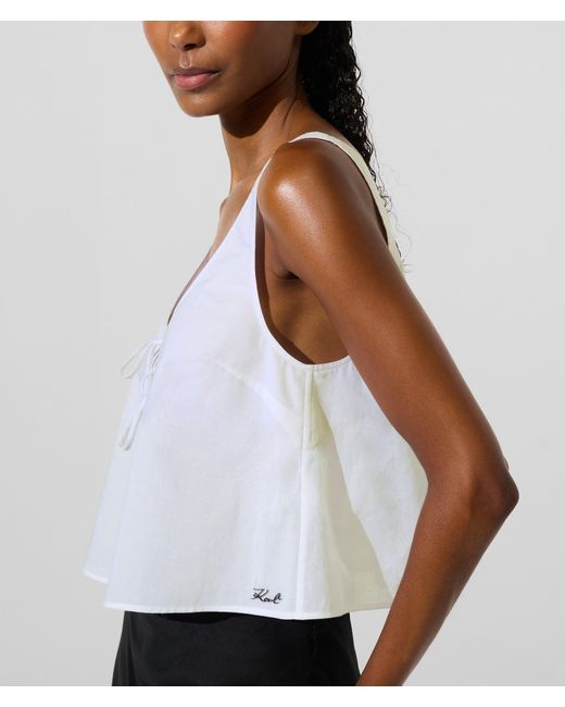 Karl Lagerfeld White Tie-Front Beach Top