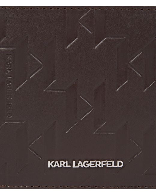 Karl Lagerfeld Brown K/Loom Leather Bi-Fold Wallet for men