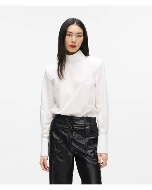Karl Lagerfeld White High Neck Blouse