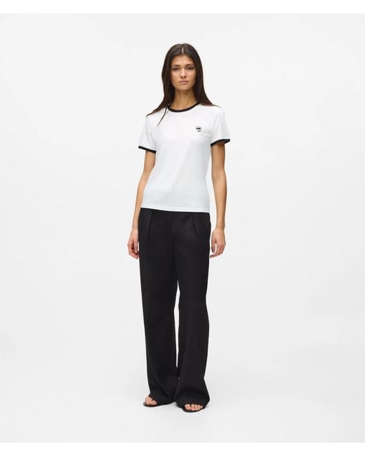 Karl Lagerfeld White Ikon Small Circle Logo T-Shirt
