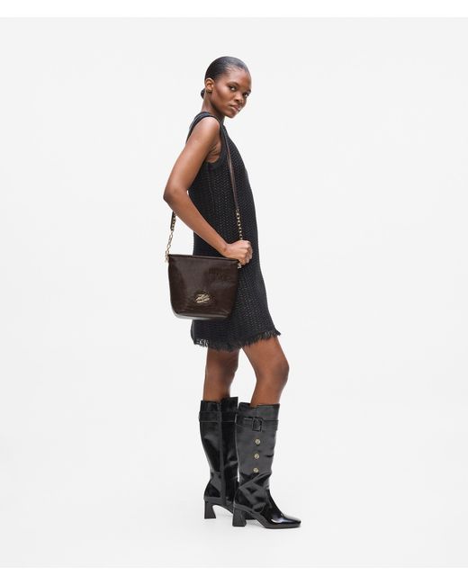 Karl Lagerfeld Black K/Autograph Small Glossy Bucket Bag