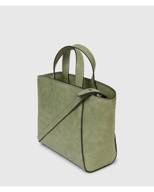 KL Jeans Green Croco Mini Tote Bag