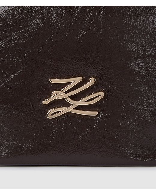 Karl Lagerfeld Black K/Autograph Small Glossy Bucket Bag