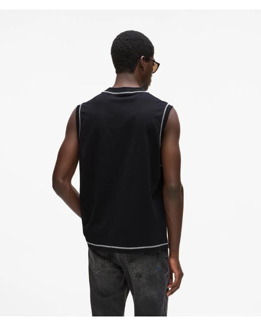 KL Jeans Black Relaxed Contrast Stitch Tank Top for men