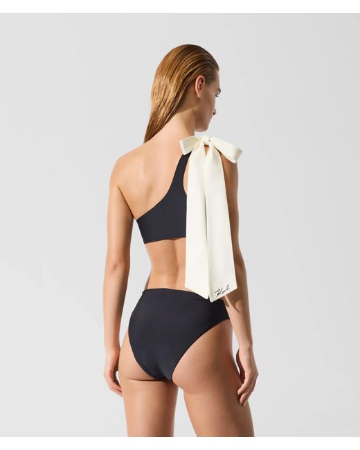 Karl Lagerfeld Black Signature Bow Bikini Bottoms