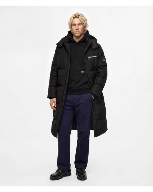 KL Jeans Black Extra-Long Puffer Jacket for men