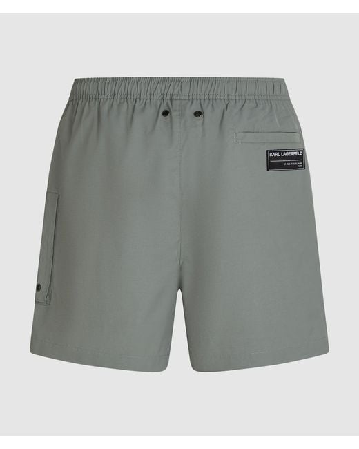 Karl Lagerfeld Gray Cargo Mid-Length Boardshorts for men