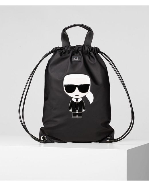 Karl Lagerfeld K/ikonik Flat Backpack in Black - Lyst