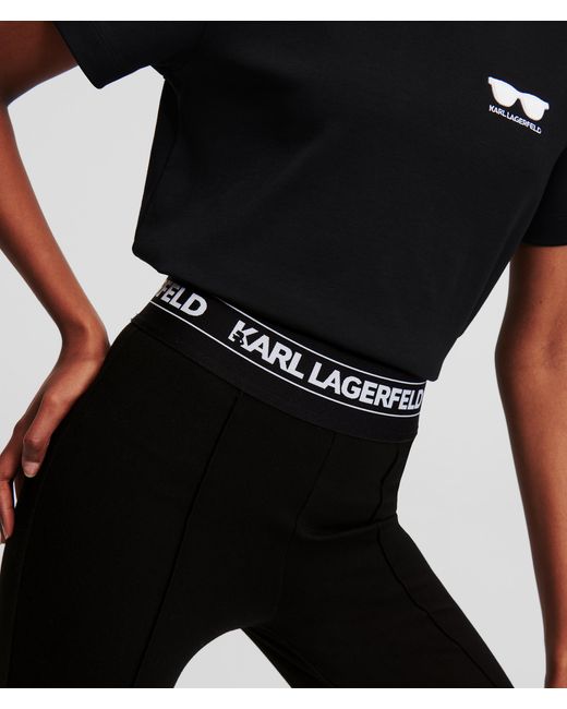 Legging En Punto Avec Galon À Logo Karl Karl Lagerfeld en coloris Black
