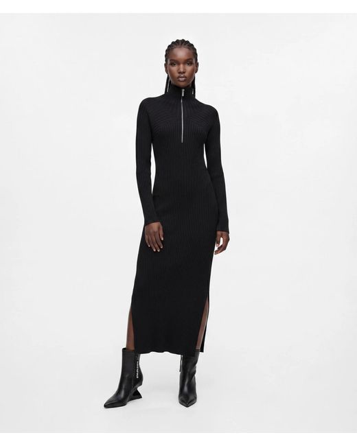 KL Jeans Black Zipped Maxi Knit Dress