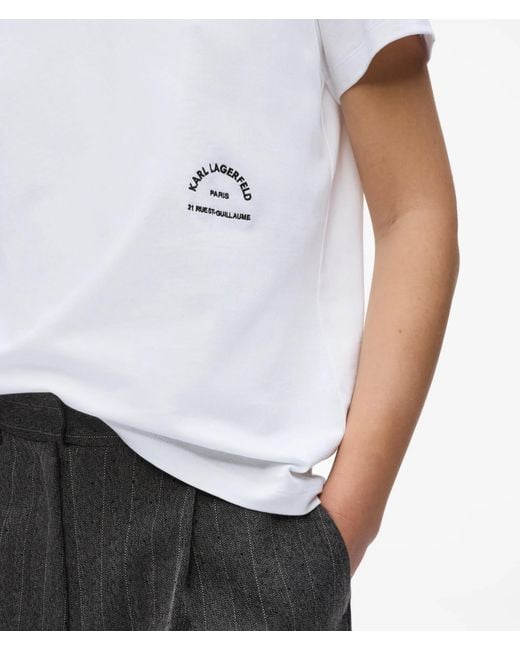 Karl Lagerfeld White Rue St-Guillaume Regular‑Fit T-Shirt