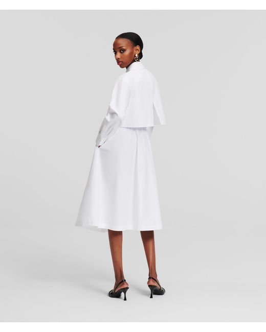 Karl Lagerfeld White Bib-detail Shirt Dress