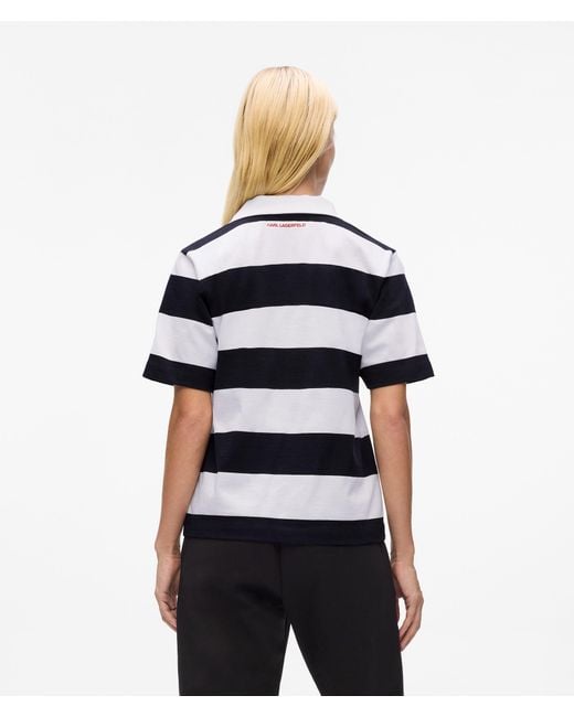 Karl Lagerfeld White Ikon Stripe Polo Shirt