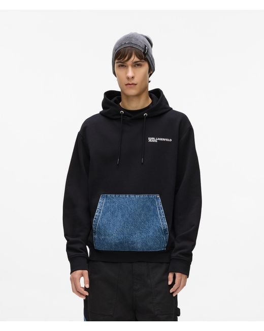KL Jeans Blue Denim Pocket Hoodie for men