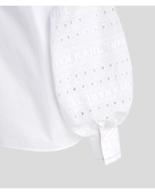 Karl Lagerfeld White Broderie Anglaise Off-shoulder Shirt