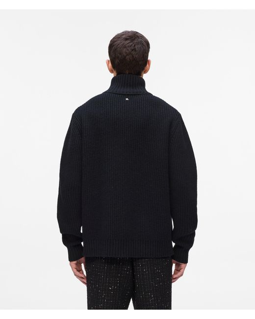 Karl Lagerfeld Blue Half-Zip Turtleneck Sweater for men