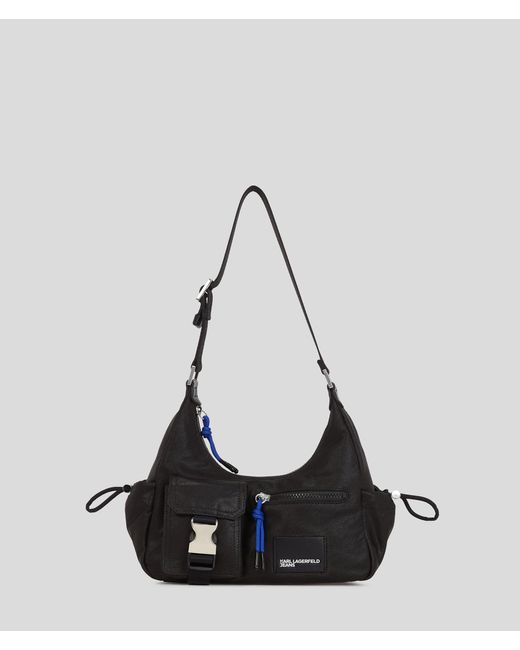 Utility Coated Denim Shoulder Bag Karl Lagerfeld en coloris Black