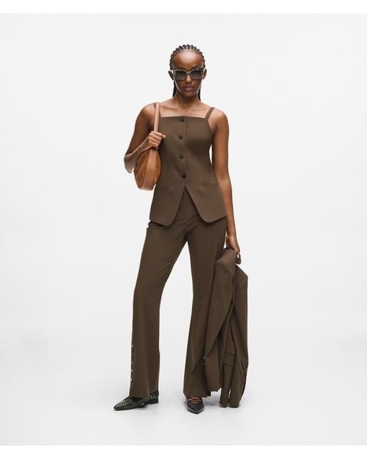 Karl Lagerfeld Brown Square-Neck Waistcoat