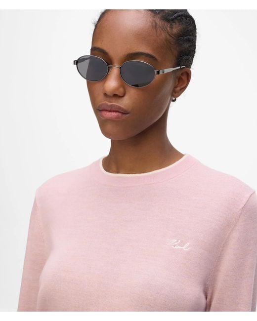 Karl Lagerfeld Pink Merino Wool Crewneck Sweater