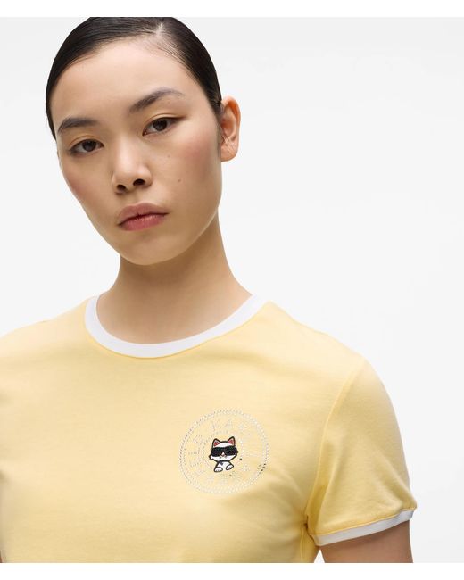 Karl Lagerfeld Natural Ikon Small Circle Logo T-Shirt
