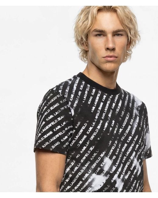KL Jeans Black All-Over Ombré Logo T-Shirt for men