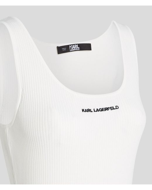 Robe Sans Manches En Tricot Côtelé Karl Lagerfeld en coloris White