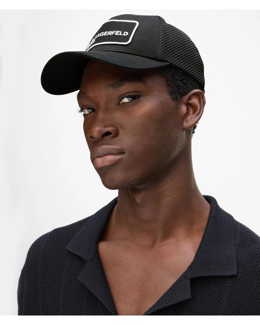 KL Jeans Black Logo Patch Trucker Cap for men